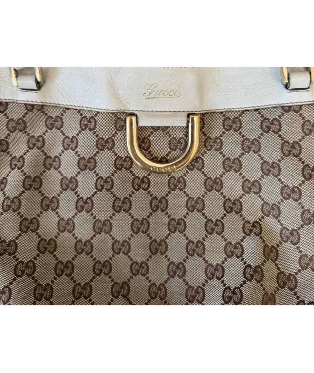 GUCCI Бежевая хлопковая сумка с короткими ручками, фото 5