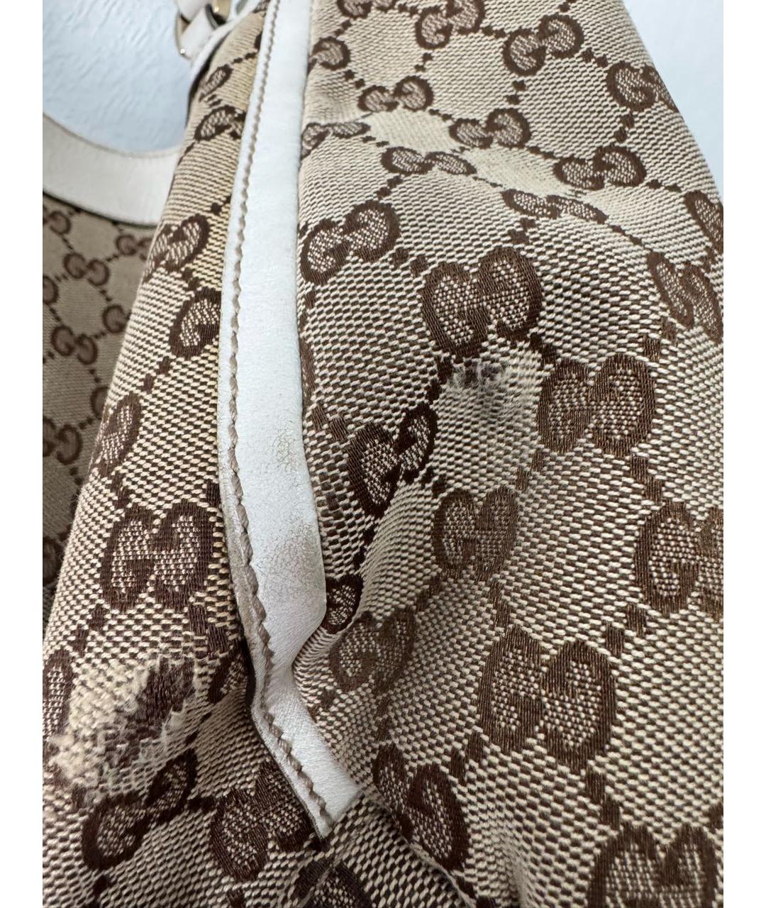 GUCCI Бежевая хлопковая сумка с короткими ручками, фото 7