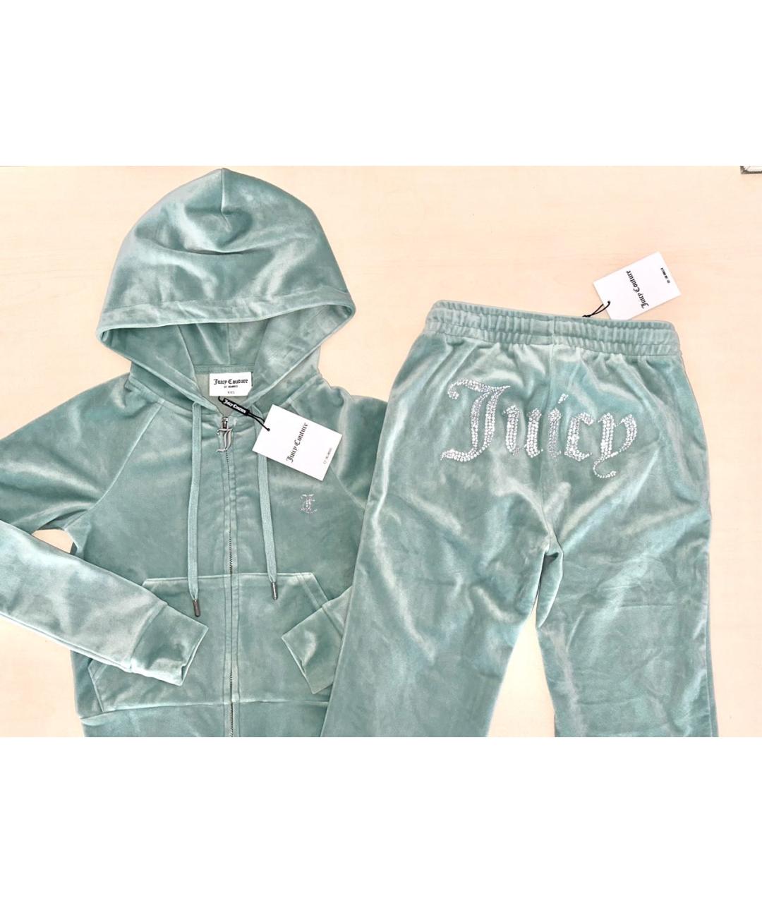 JUICY COUTURE Бирюзовый велюровый костюм с брюками, фото 8