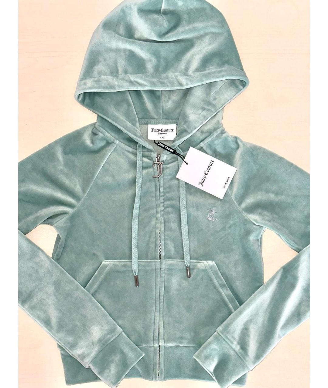 JUICY COUTURE Бирюзовый велюровый костюм с брюками, фото 9