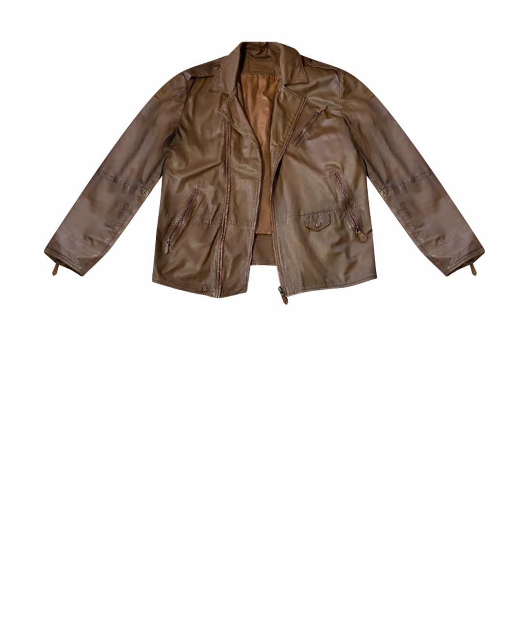 TRUSSARDI Коричневая кожаная куртка, фото 1