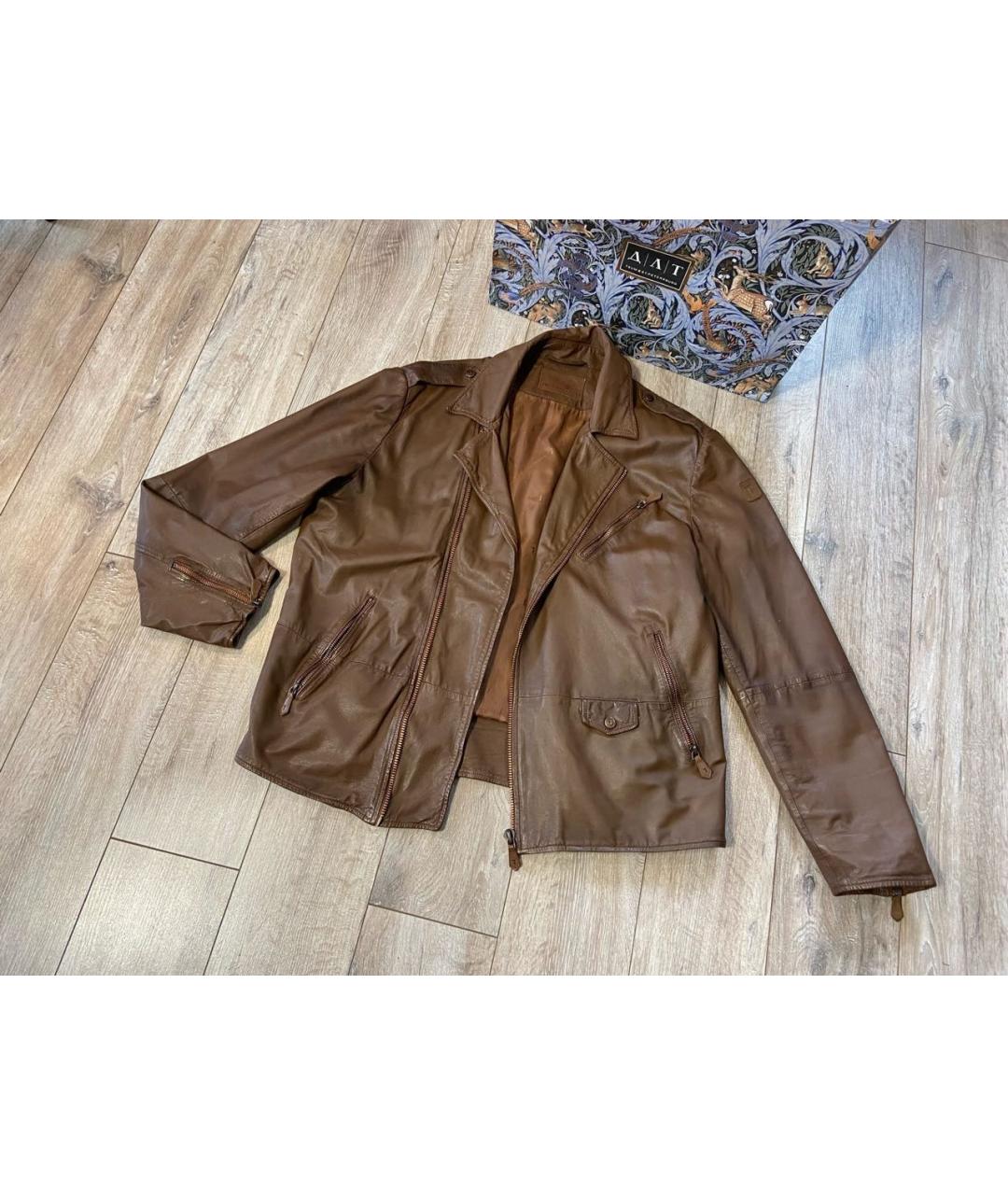 TRUSSARDI Коричневая кожаная куртка, фото 9