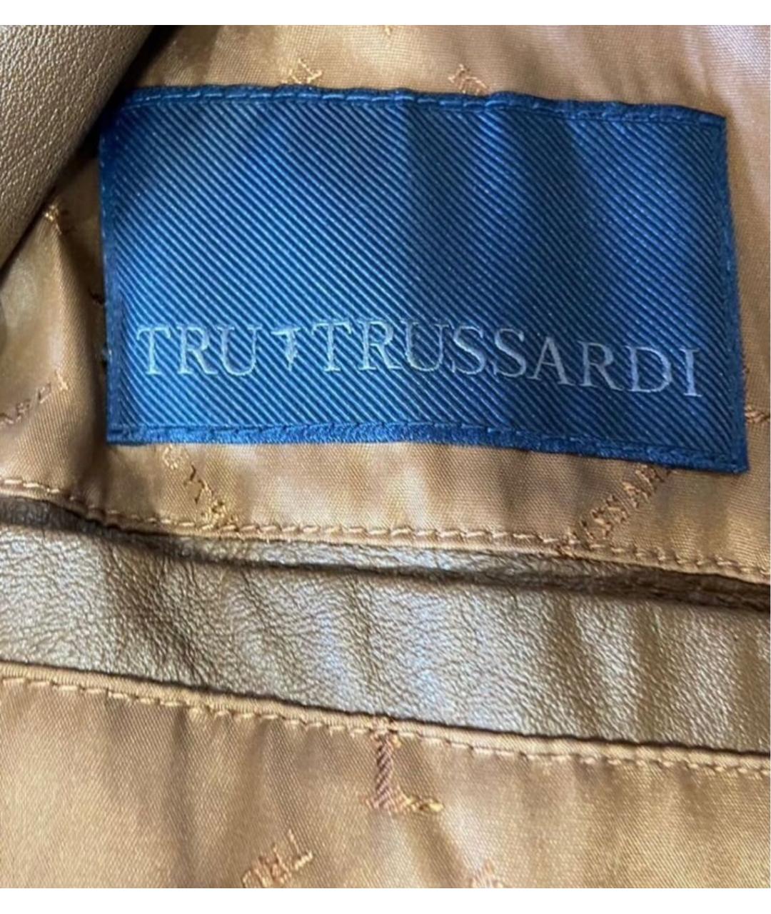 TRUSSARDI Коричневая кожаная куртка, фото 3
