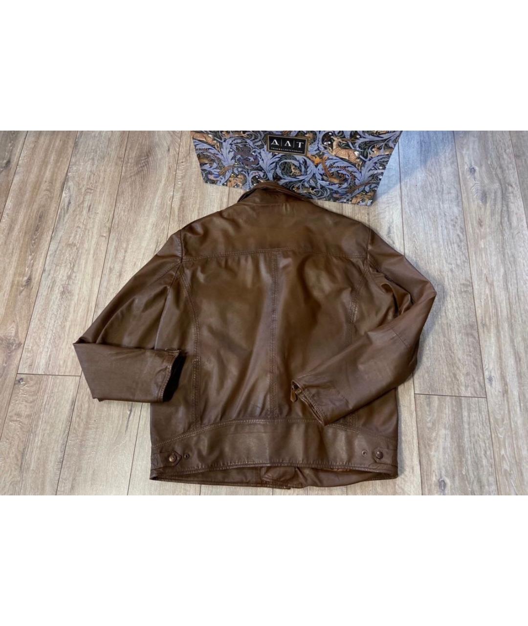 TRUSSARDI Коричневая кожаная куртка, фото 2