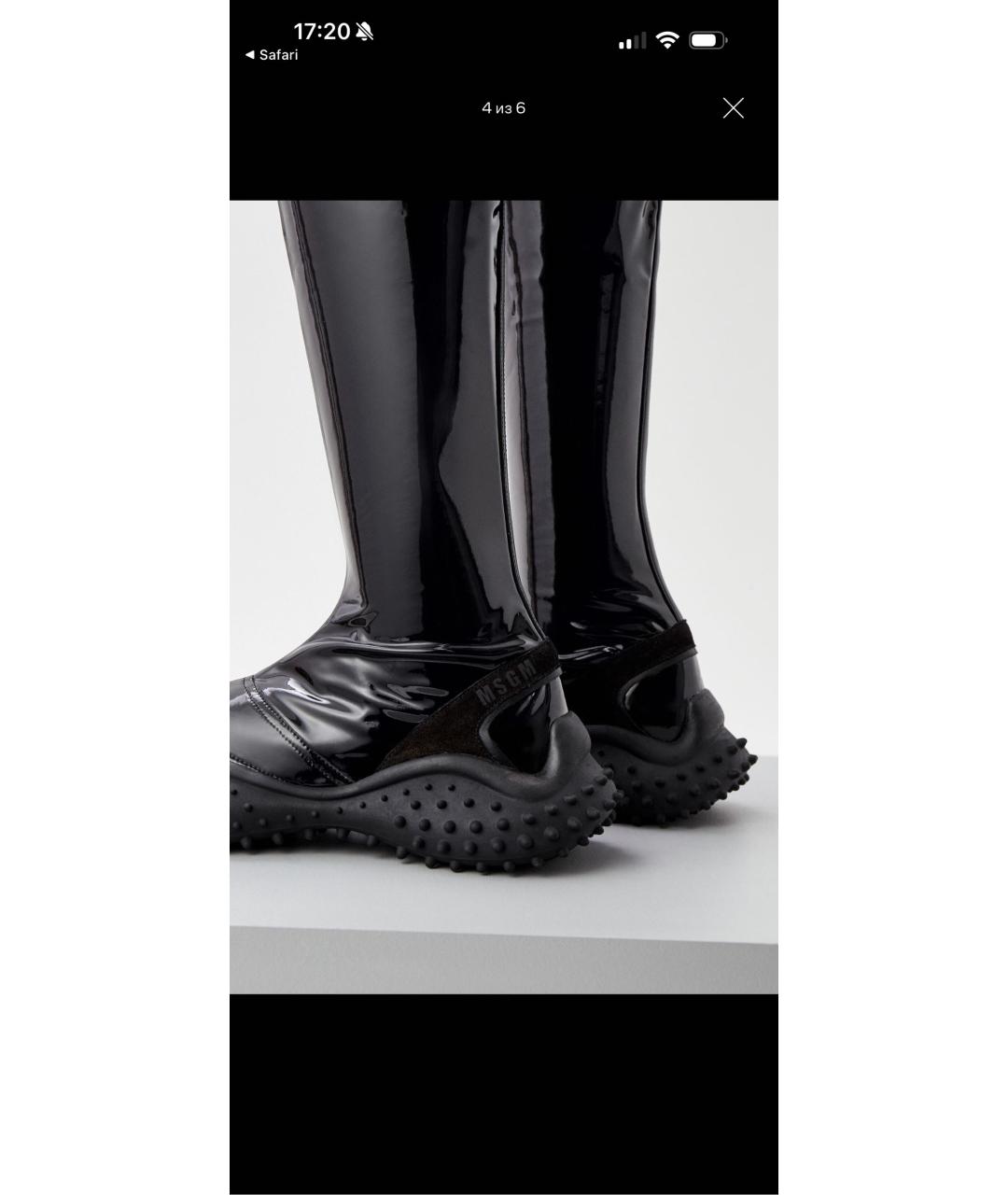 MSGM Черные ботфорты из лакированной кожи, фото 3