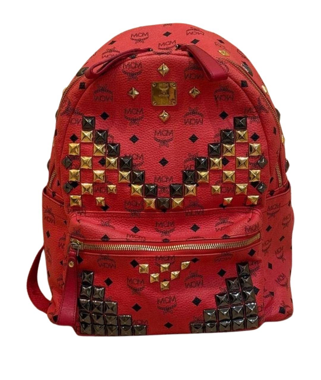 MCM Красный кожаный рюкзак, фото 1