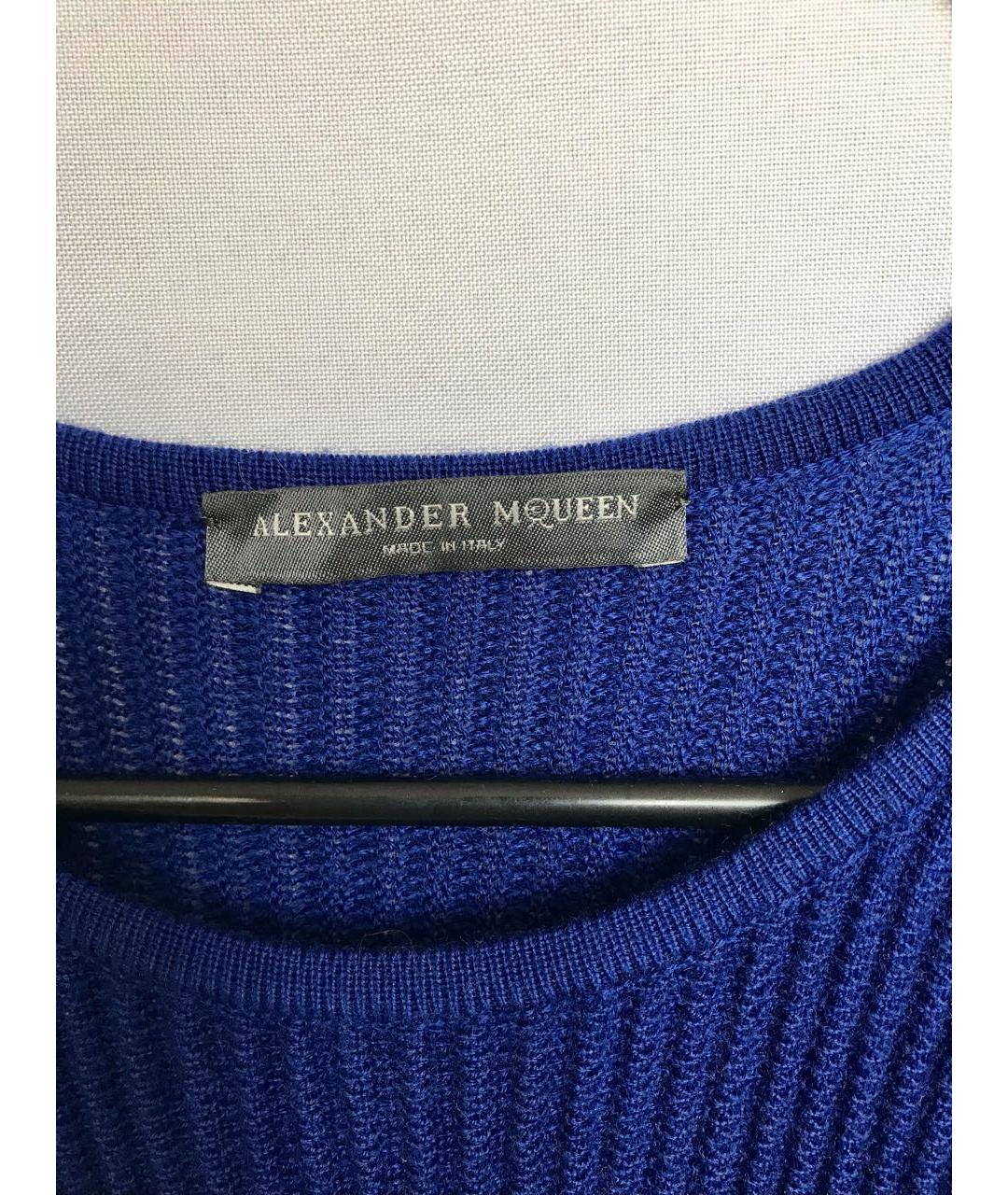 ALEXANDER MCQUEEN Синее шерстяное повседневное платье, фото 2