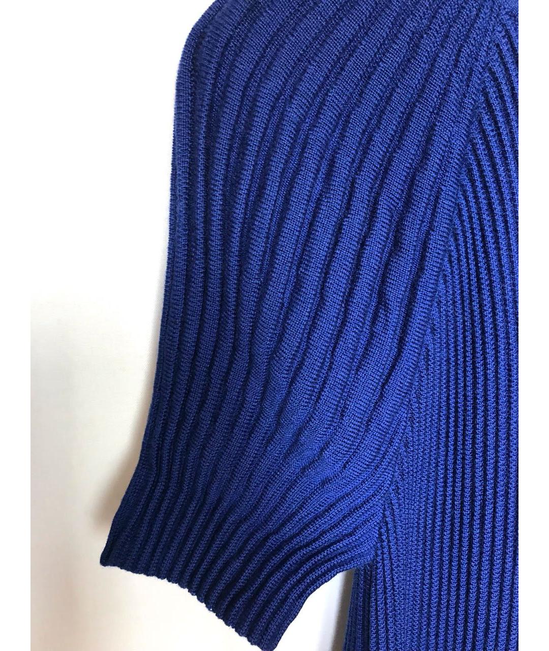 ALEXANDER MCQUEEN Синее шерстяное повседневное платье, фото 3