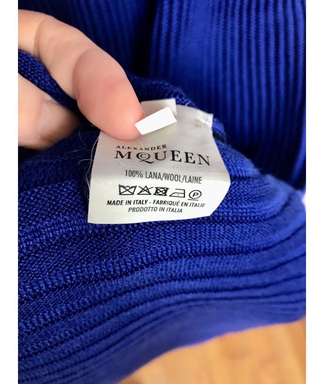 ALEXANDER MCQUEEN Синее шерстяное повседневное платье, фото 6