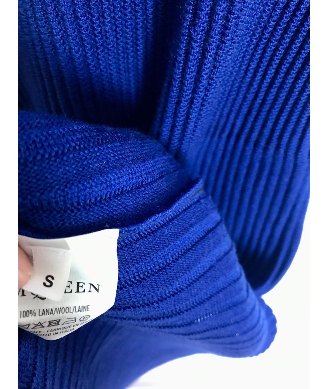 ALEXANDER MCQUEEN Синее шерстяное повседневное платье, фото 7