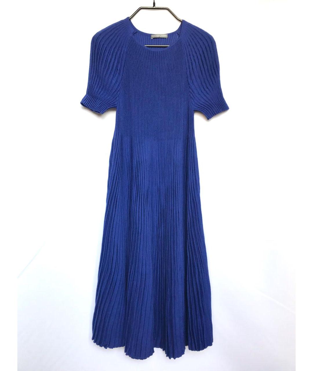 ALEXANDER MCQUEEN Синее шерстяное повседневное платье, фото 8