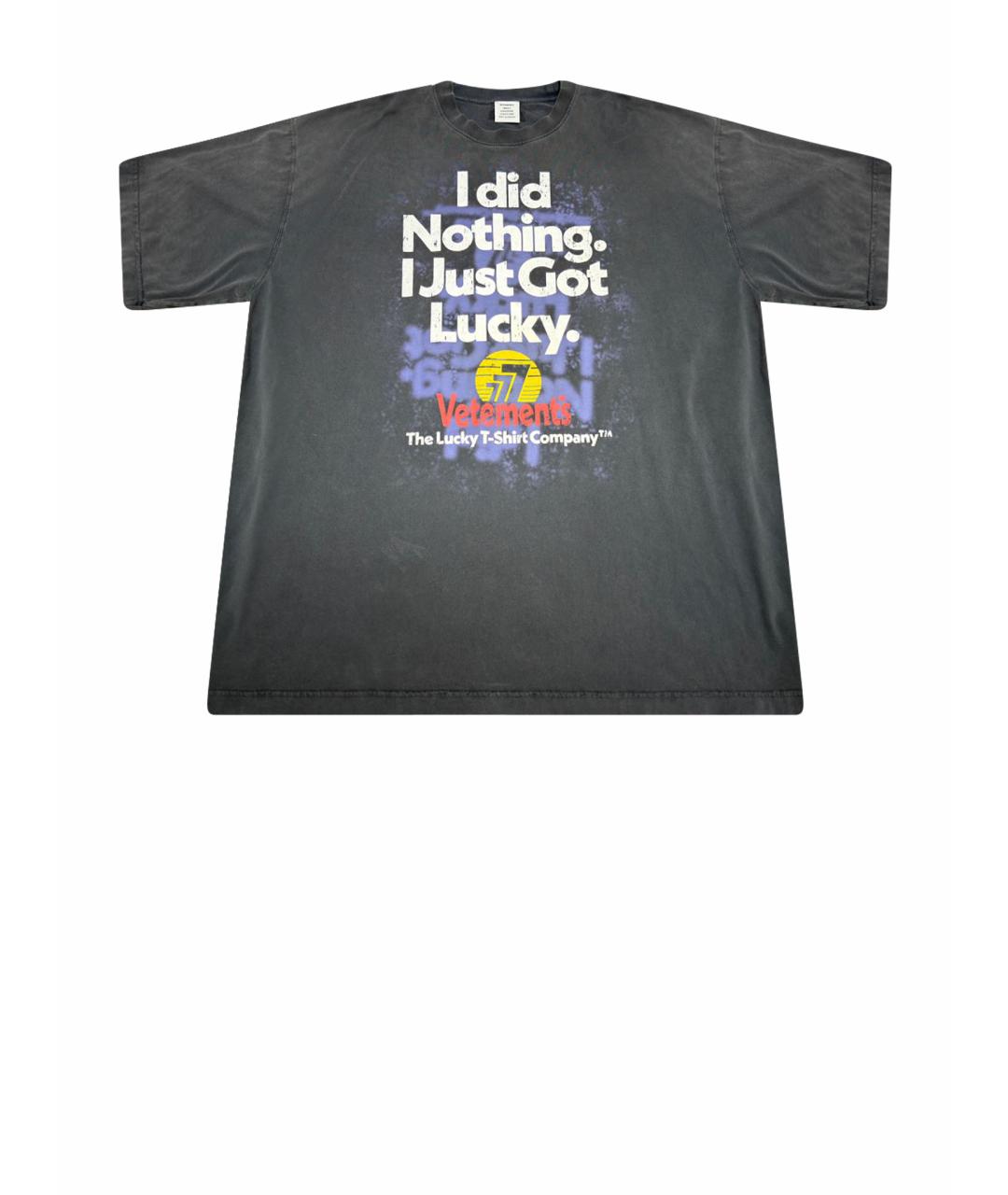 VETEMENTS Серая хлопковая футболка, фото 1