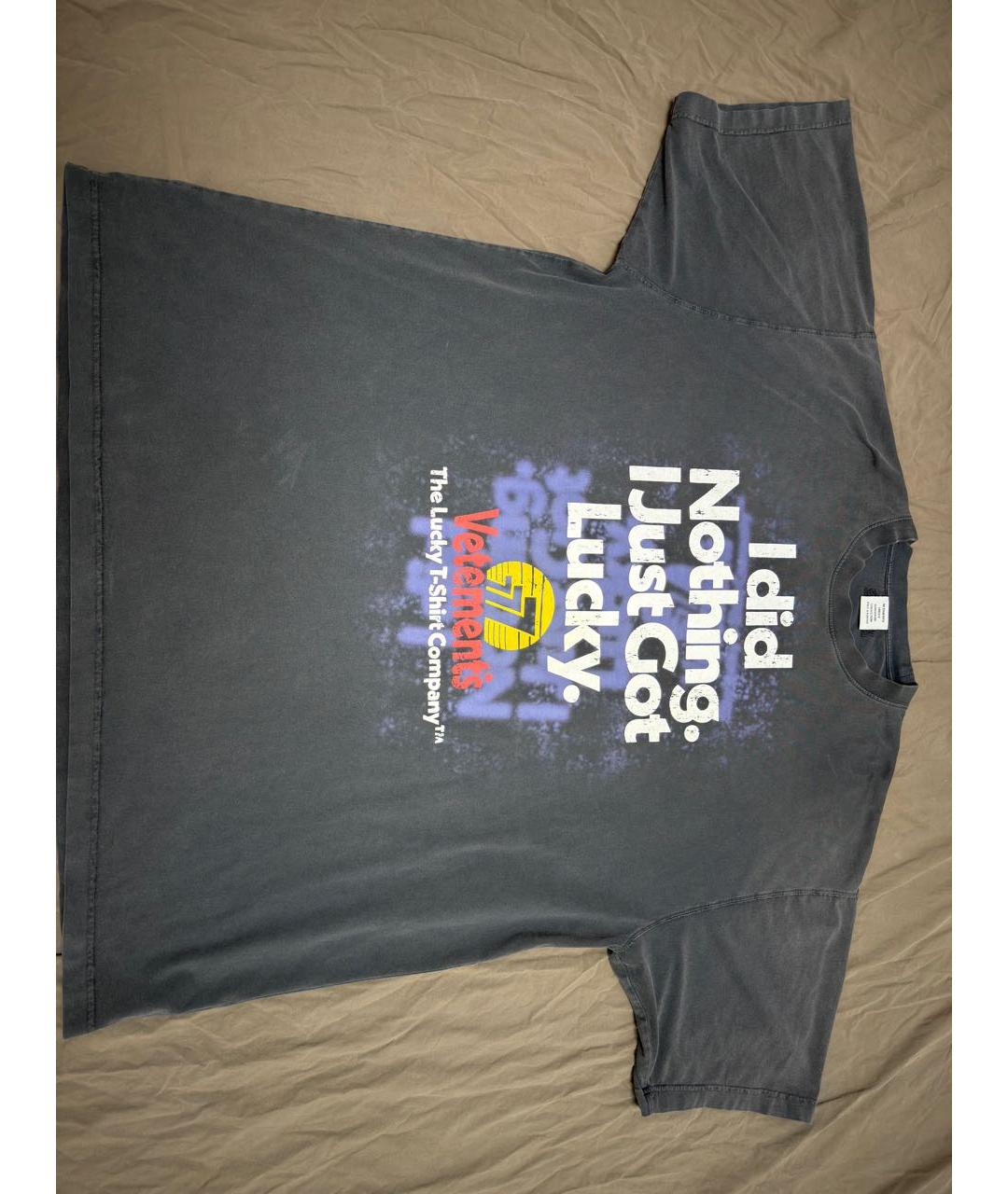 VETEMENTS Серая хлопковая футболка, фото 5