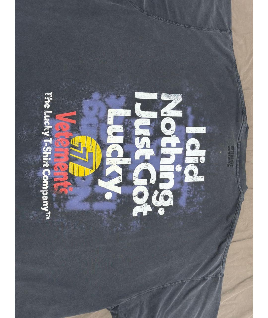 VETEMENTS Серая хлопковая футболка, фото 3