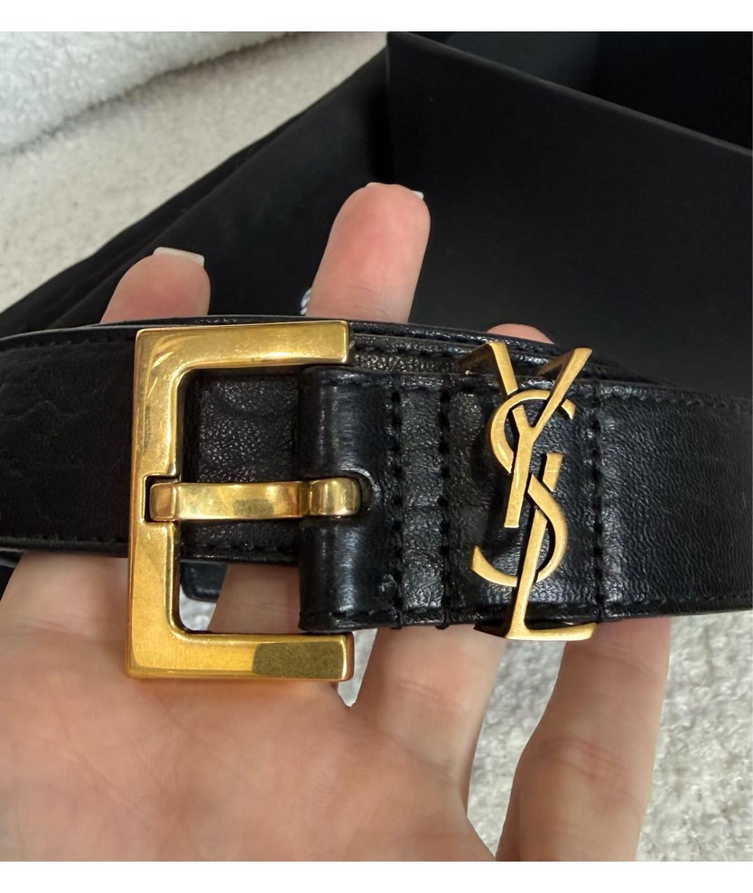 SAINT LAURENT Черный кожаный ремень, фото 5