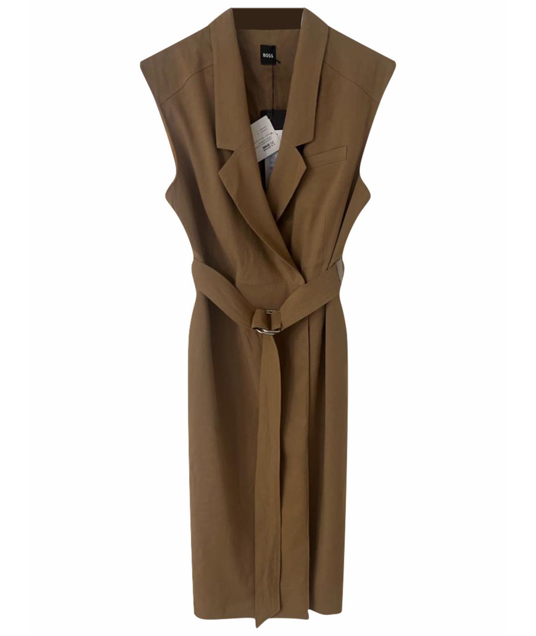 HUGO BOSS Бежевое льняное повседневное платье, фото 1