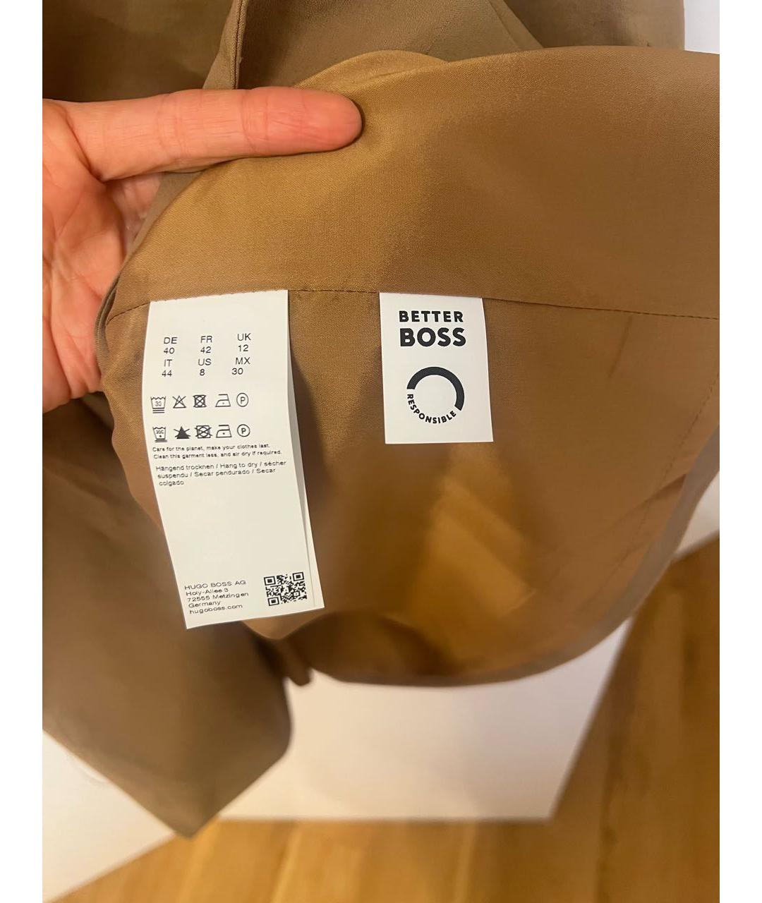 HUGO BOSS Бежевое льняное повседневное платье, фото 8