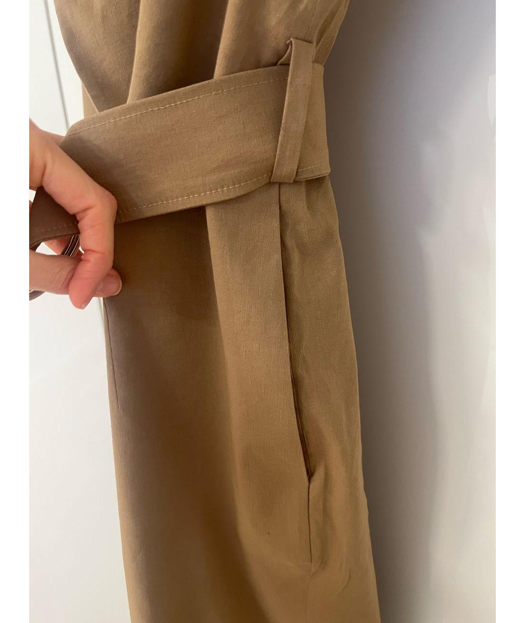 HUGO BOSS Бежевое льняное повседневное платье, фото 5