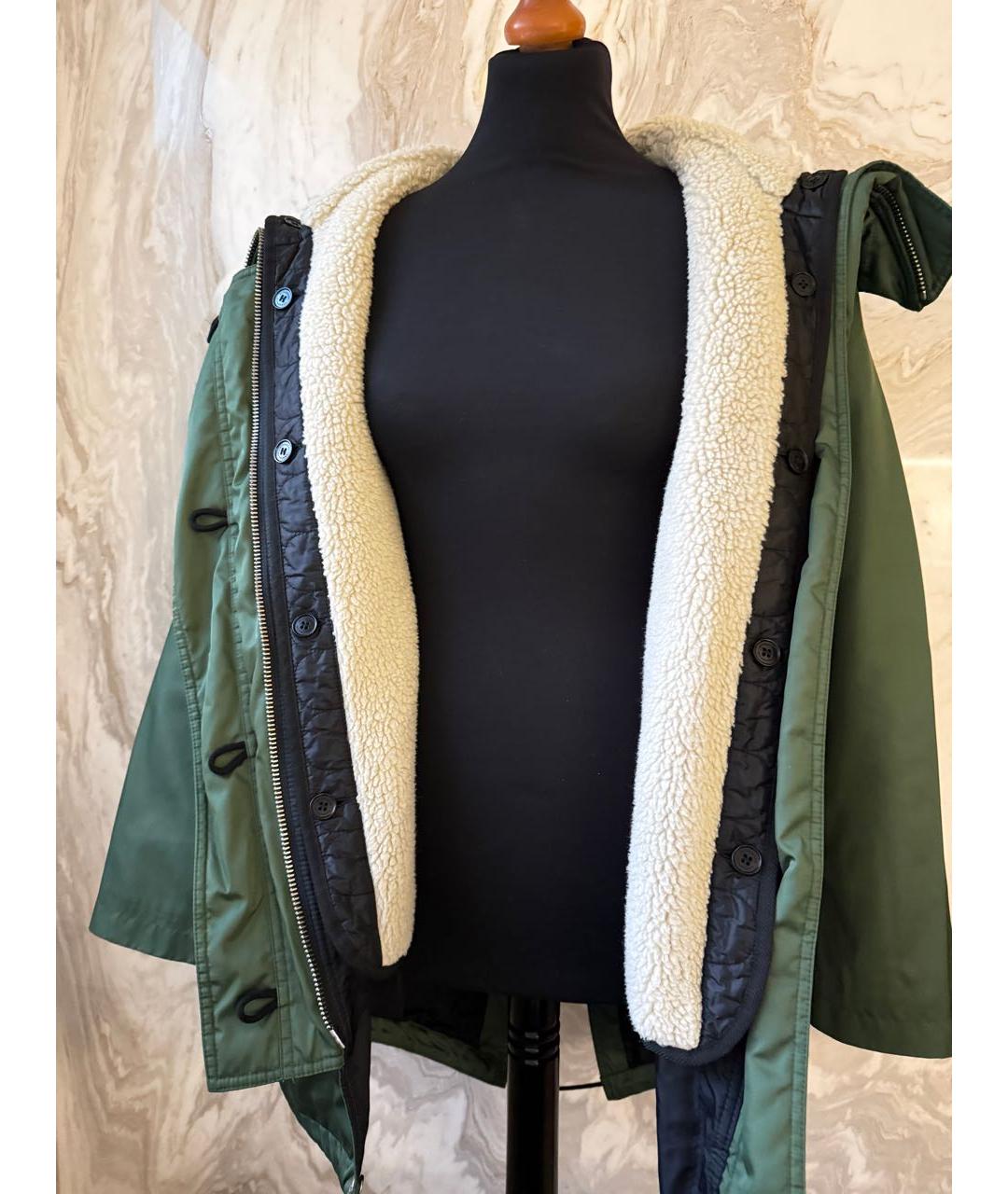 BURBERRY Зеленая полиэстеровая парка, фото 4