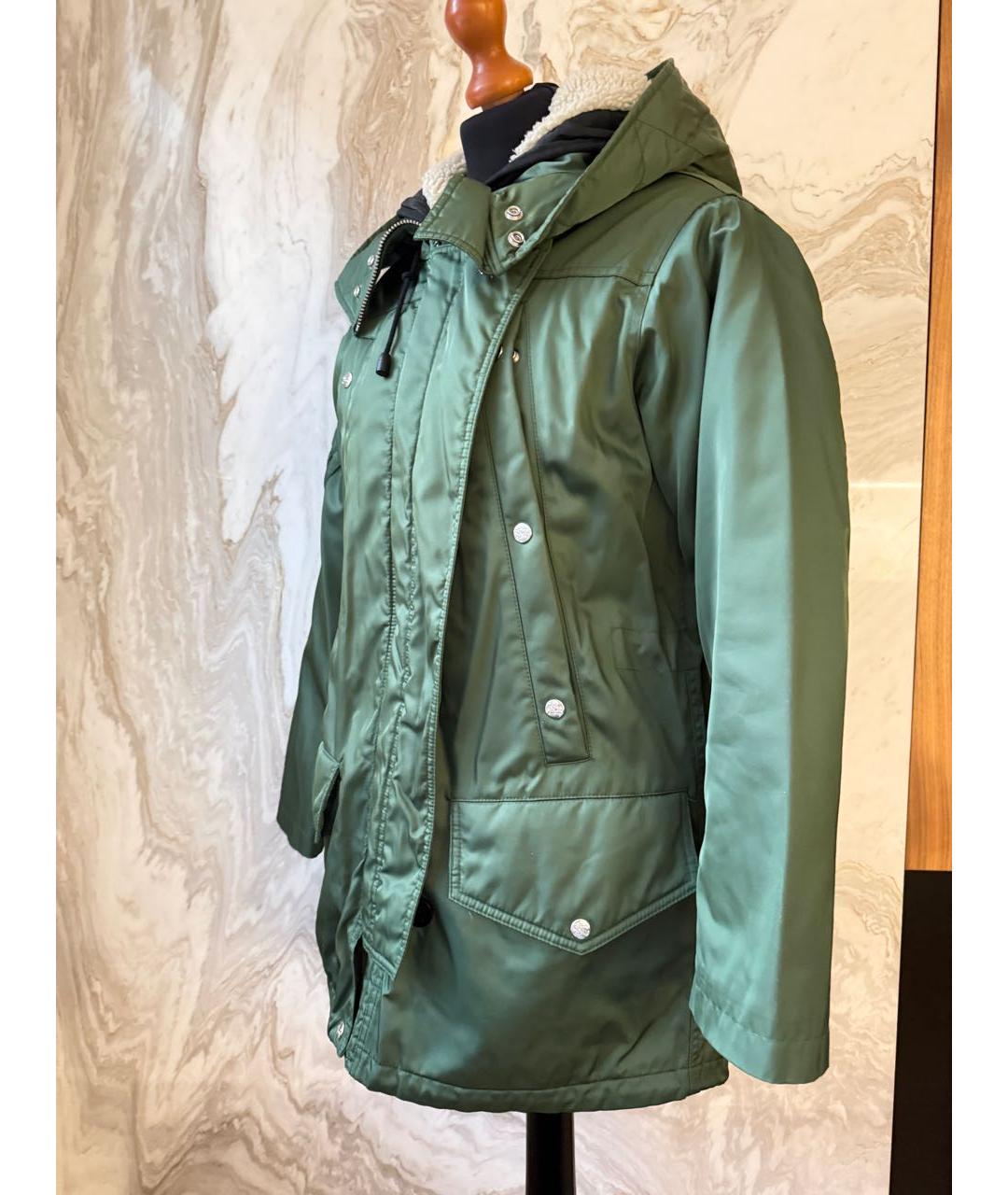 BURBERRY Зеленая полиэстеровая парка, фото 9