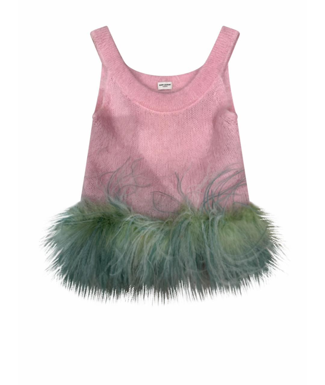SAINT LAURENT Розовая шерстяная майка, фото 1