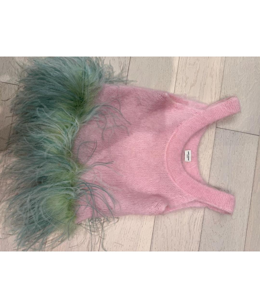 SAINT LAURENT Розовая шерстяная майка, фото 5