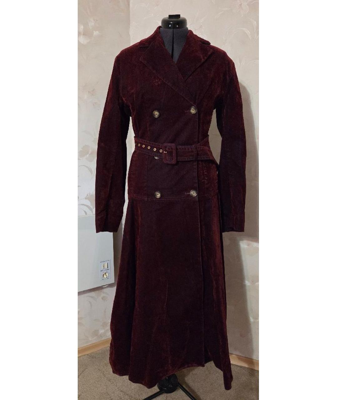 SPORTMAX Бордовый хлопковый тренч/плащ, фото 5