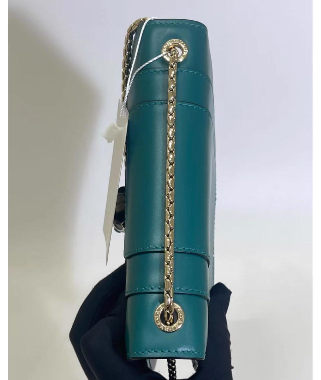 BVLGARI Бирюзовая кожаная сумка через плечо, фото 4