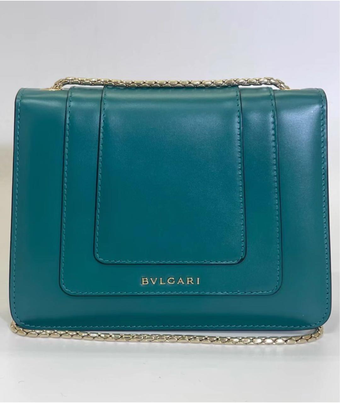 BVLGARI Бирюзовая кожаная сумка через плечо, фото 2