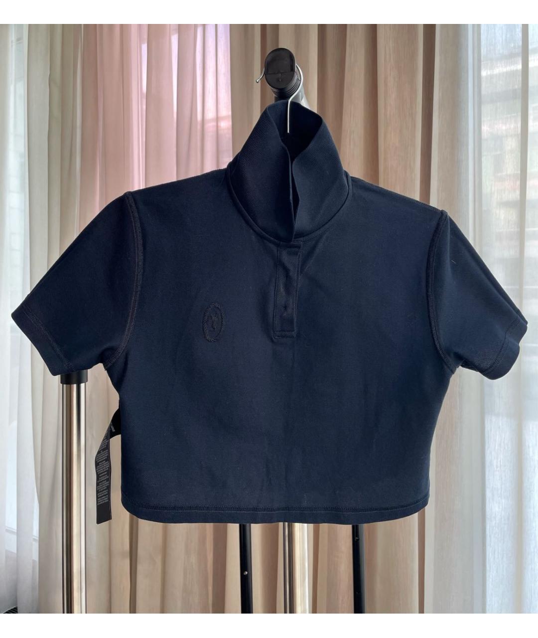 SAINT LAURENT Темно-синяя хлопковая футболка, фото 7