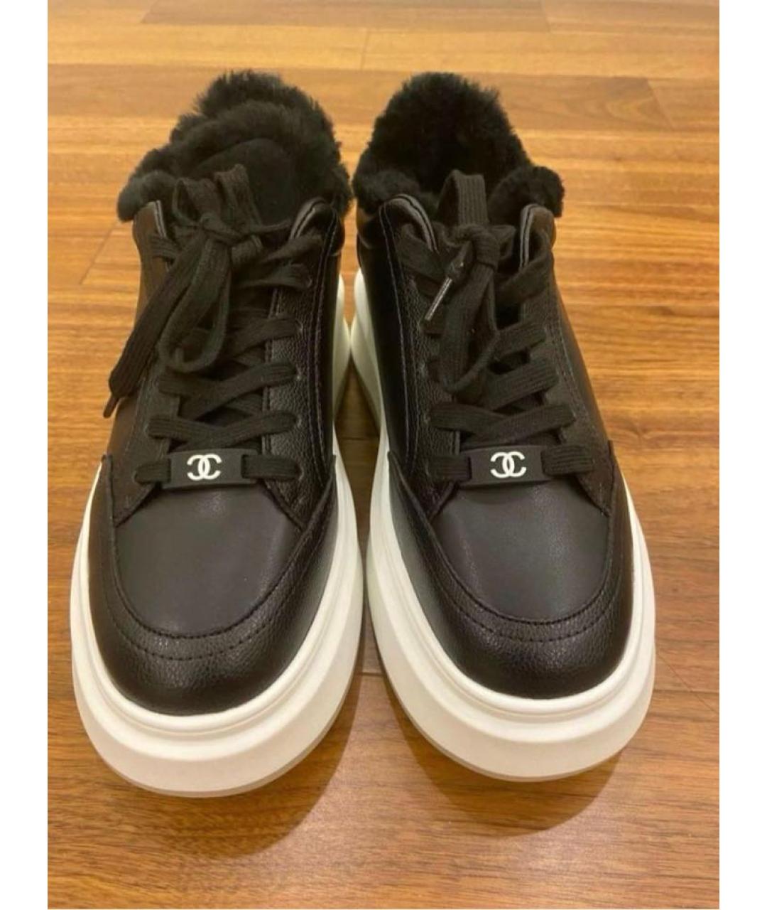 CHANEL Черные кожаные кеды, фото 2