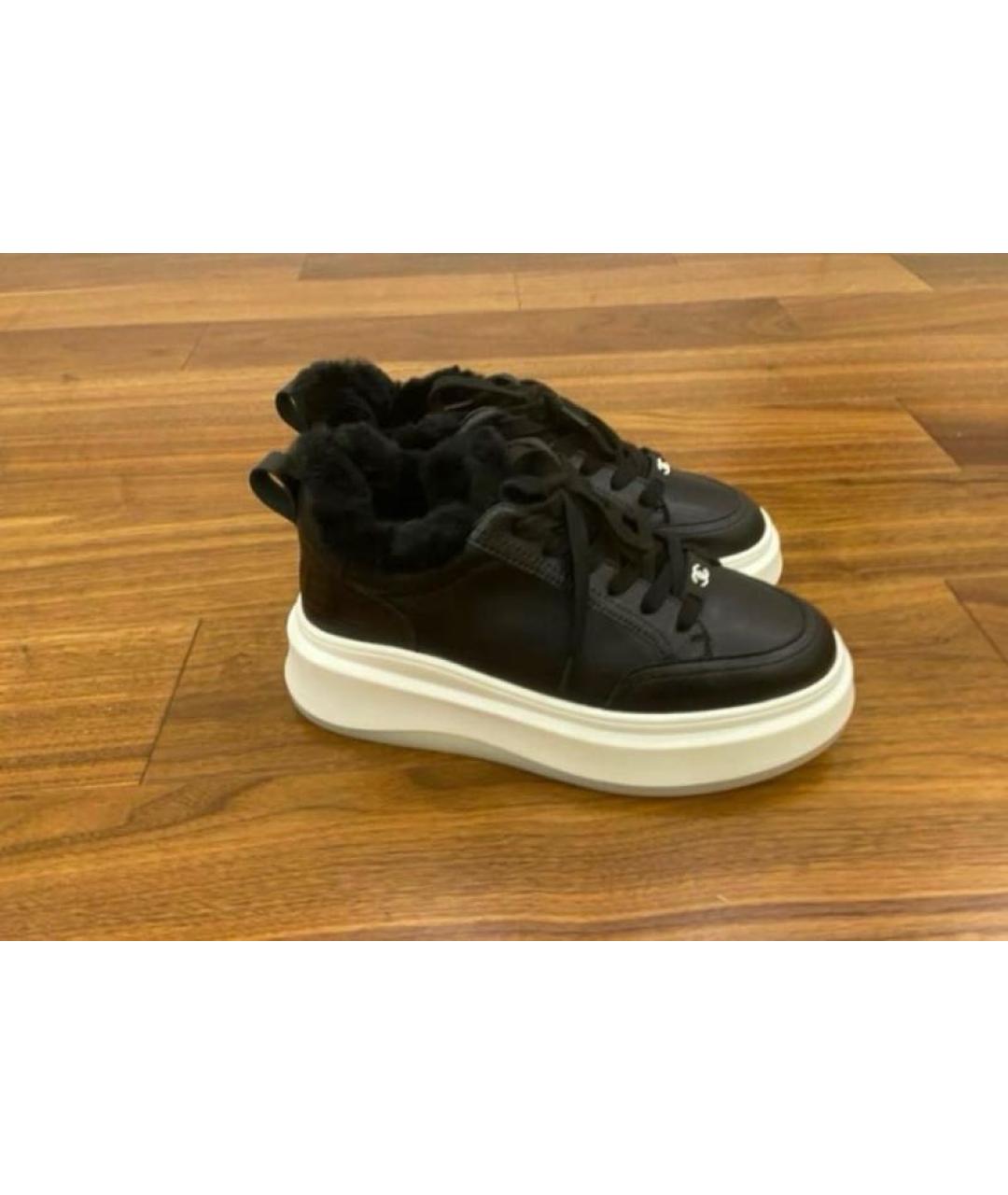 CHANEL Черные кожаные кеды, фото 3