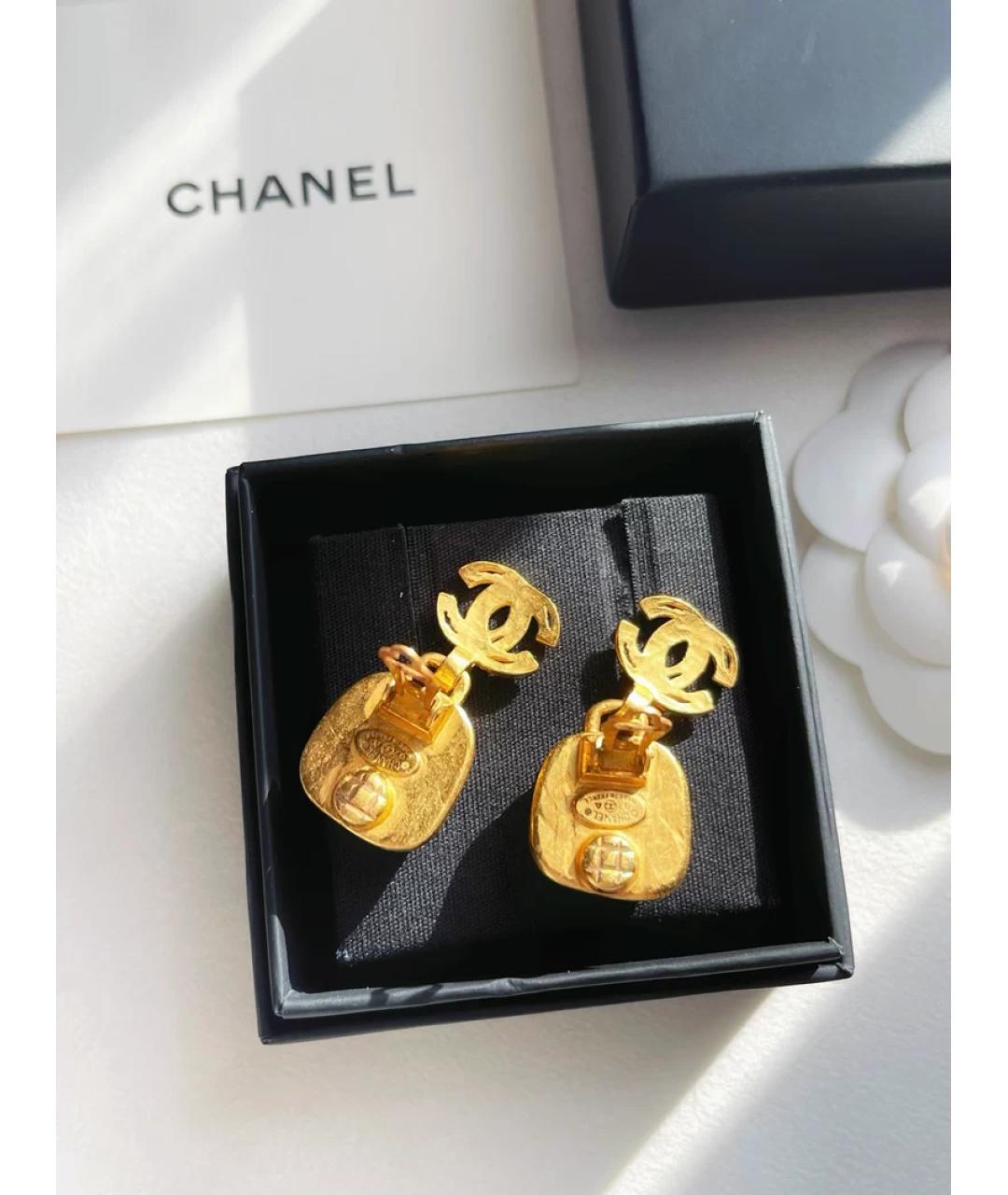 CHANEL Золотые металлические серьги, фото 2