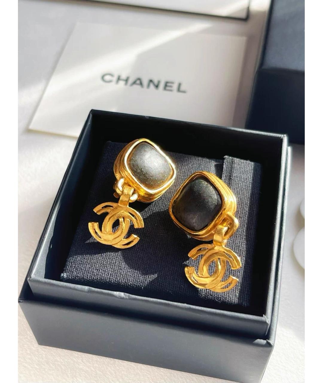 CHANEL Золотые металлические серьги, фото 4