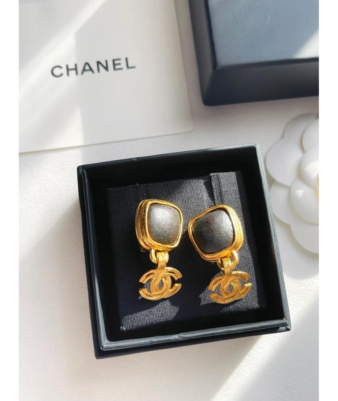 CHANEL Золотые металлические серьги, фото 3