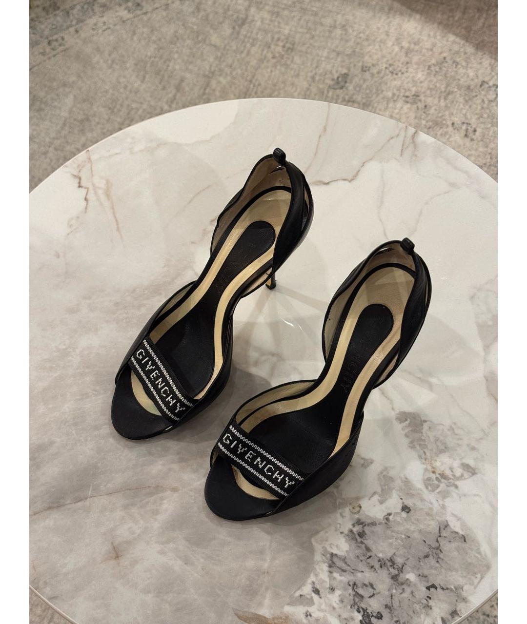 GIVENCHY Черные кожаные босоножки, фото 4