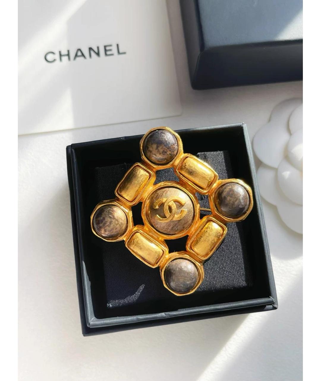 CHANEL Золотая металлическая булавка / брошь, фото 3