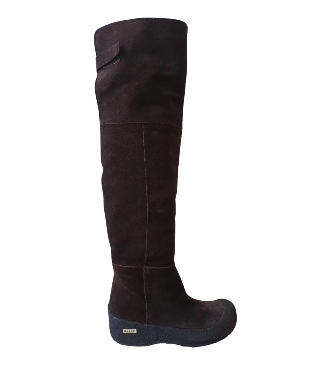 BALLY Коричневые замшевые ботфорты, фото 1