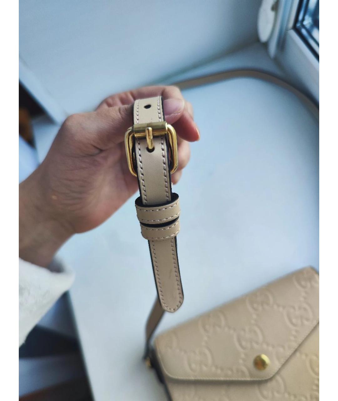 GUCCI Бежевая кожаная сумка через плечо, фото 5