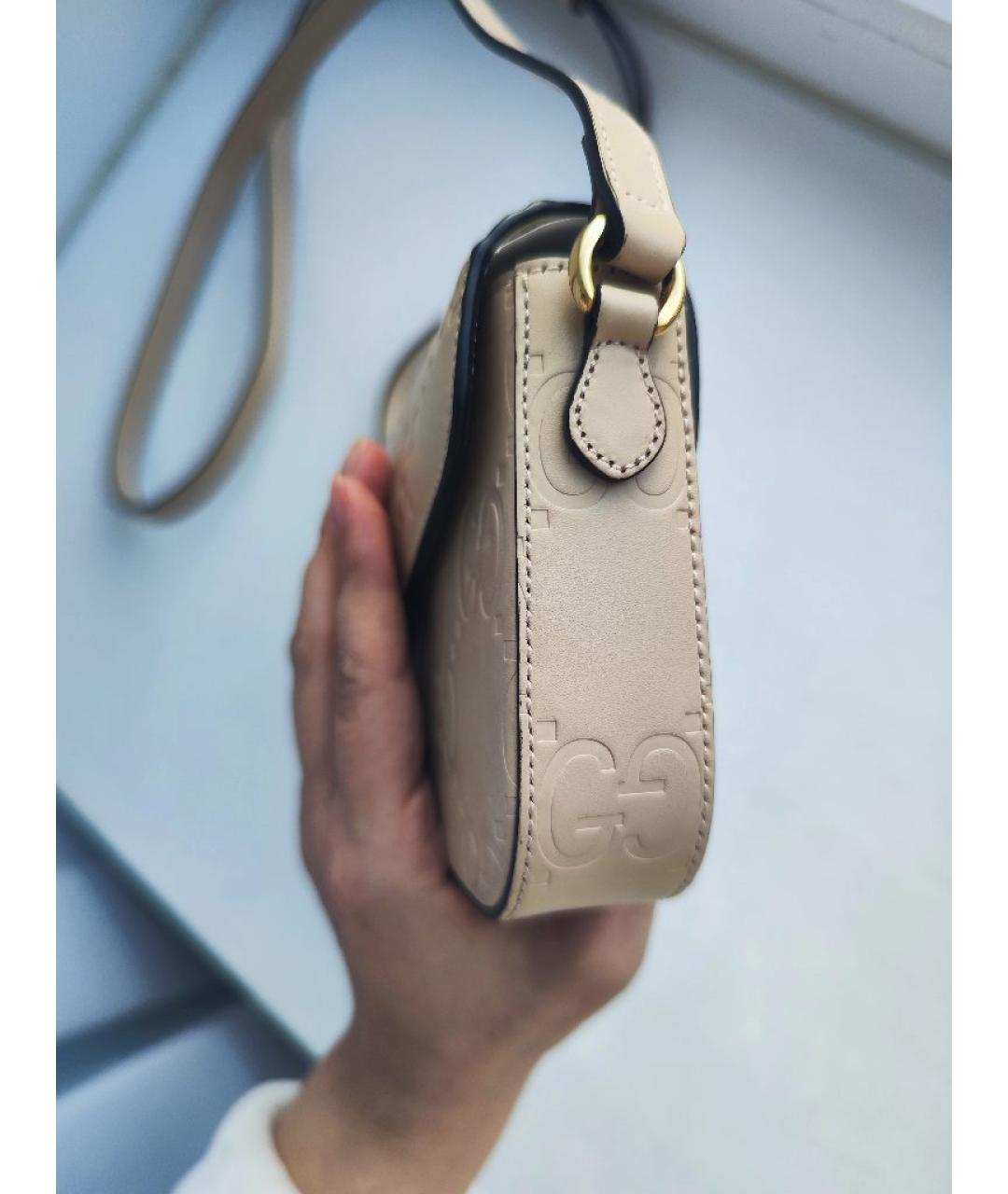 GUCCI Бежевая кожаная сумка через плечо, фото 7