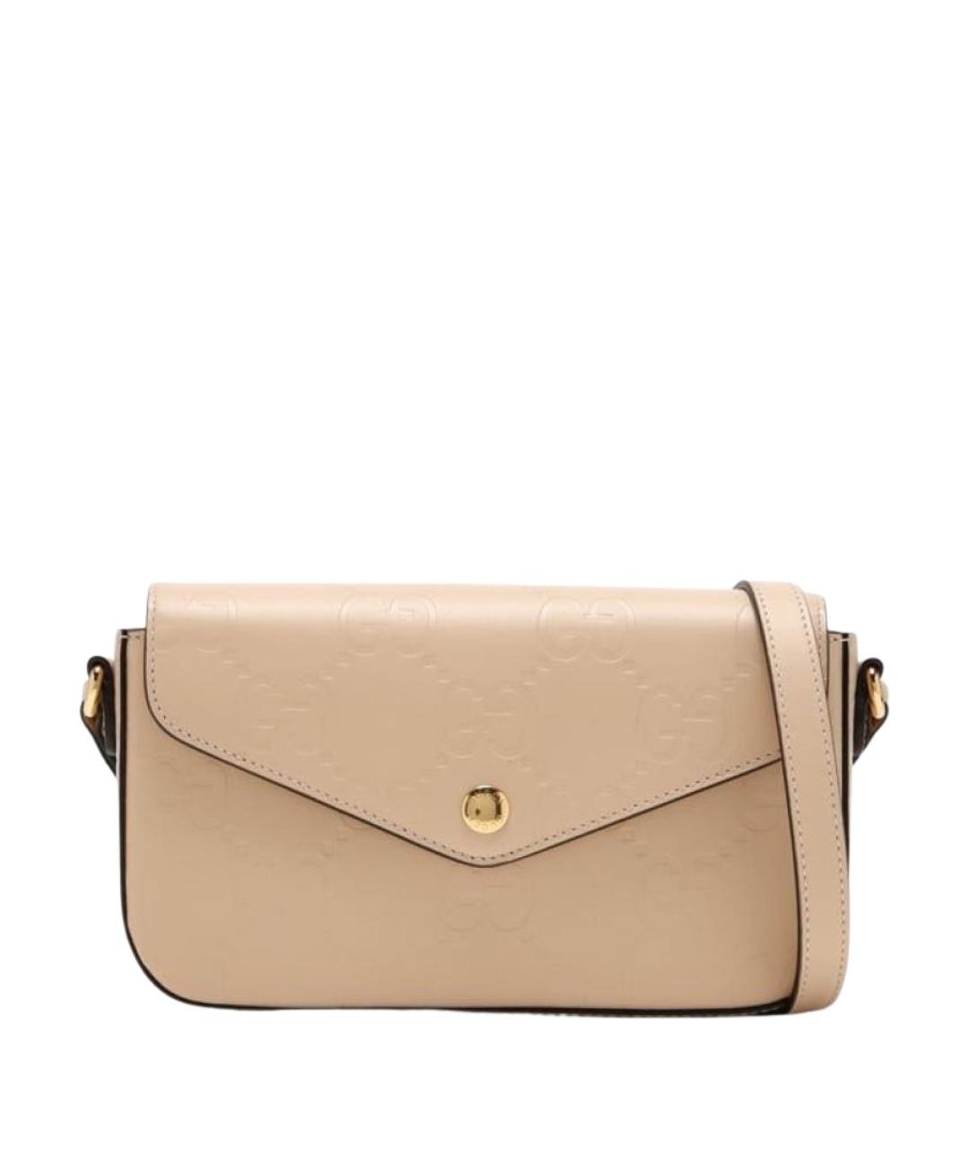 GUCCI Бежевая кожаная сумка через плечо, фото 1