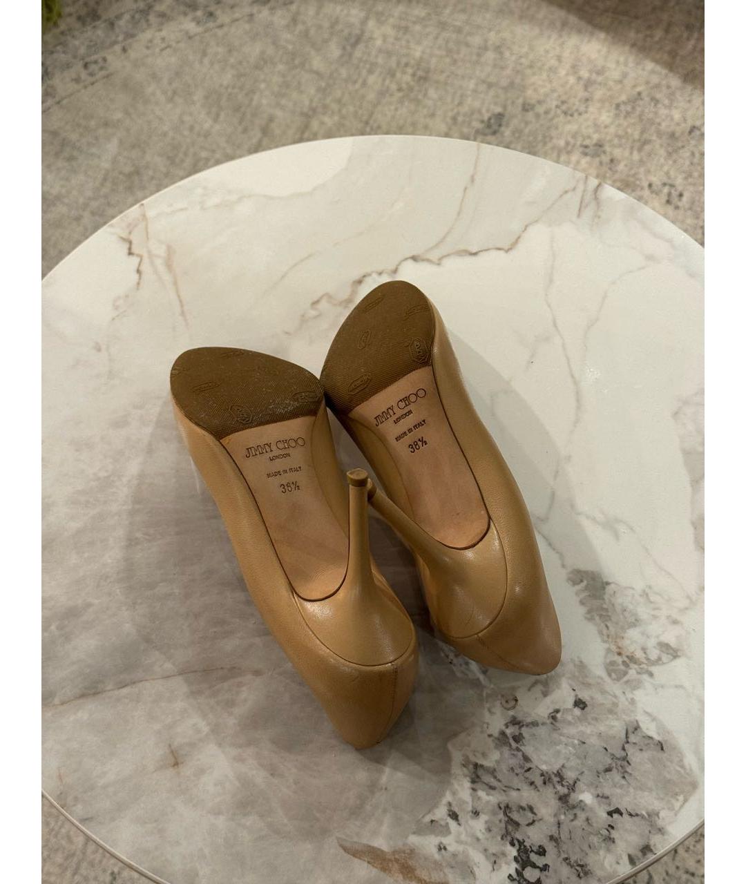 JIMMY CHOO Бежевые кожаные туфли, фото 4