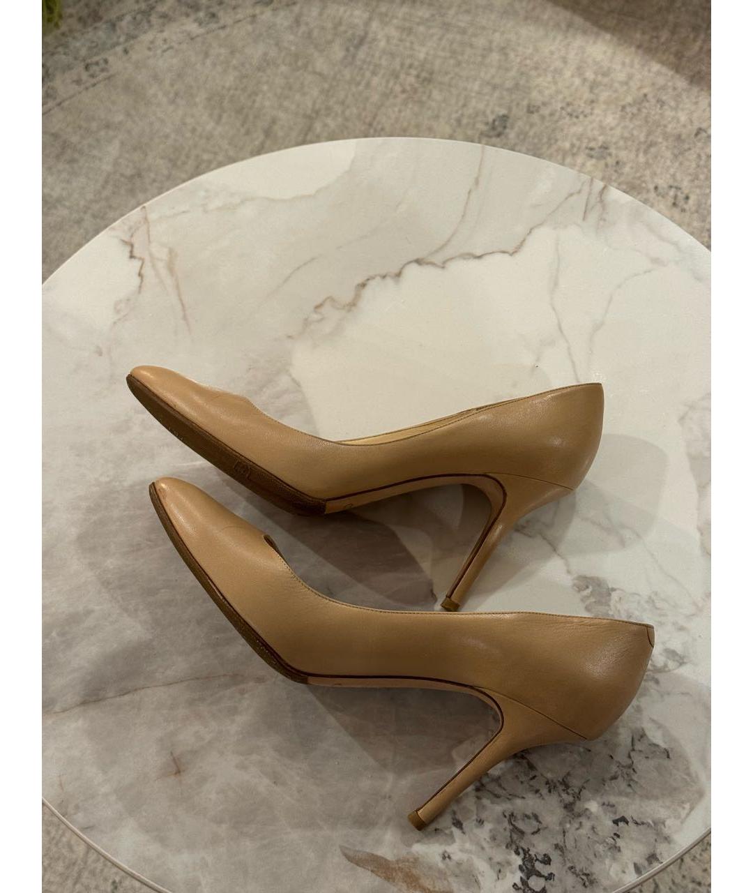 JIMMY CHOO Бежевые кожаные туфли, фото 3