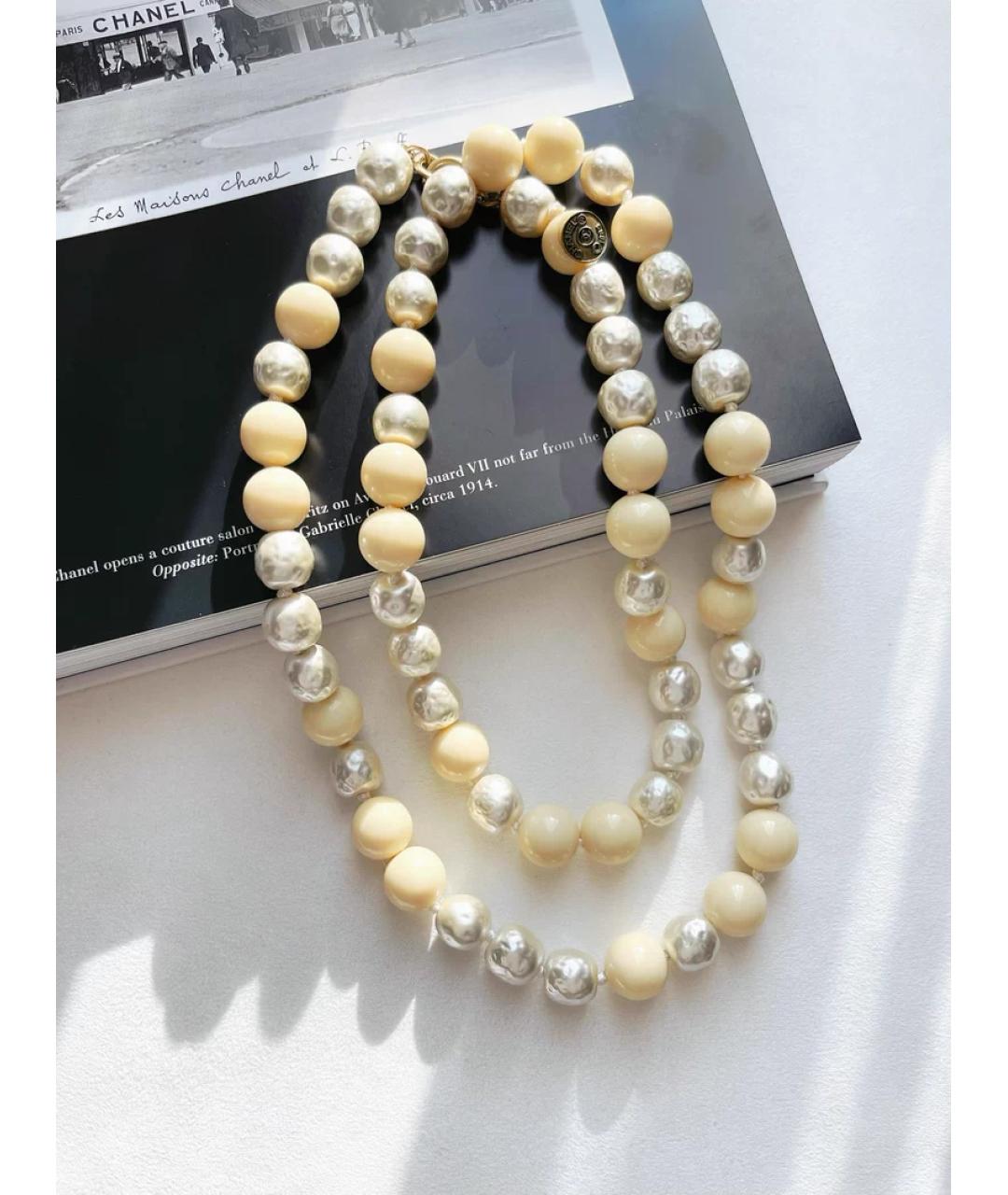 CHANEL Бежевое жемчужное колье, фото 4
