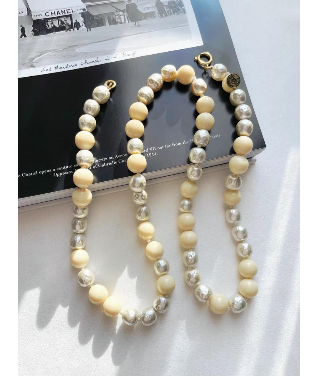 CHANEL Бежевое жемчужное колье, фото 5