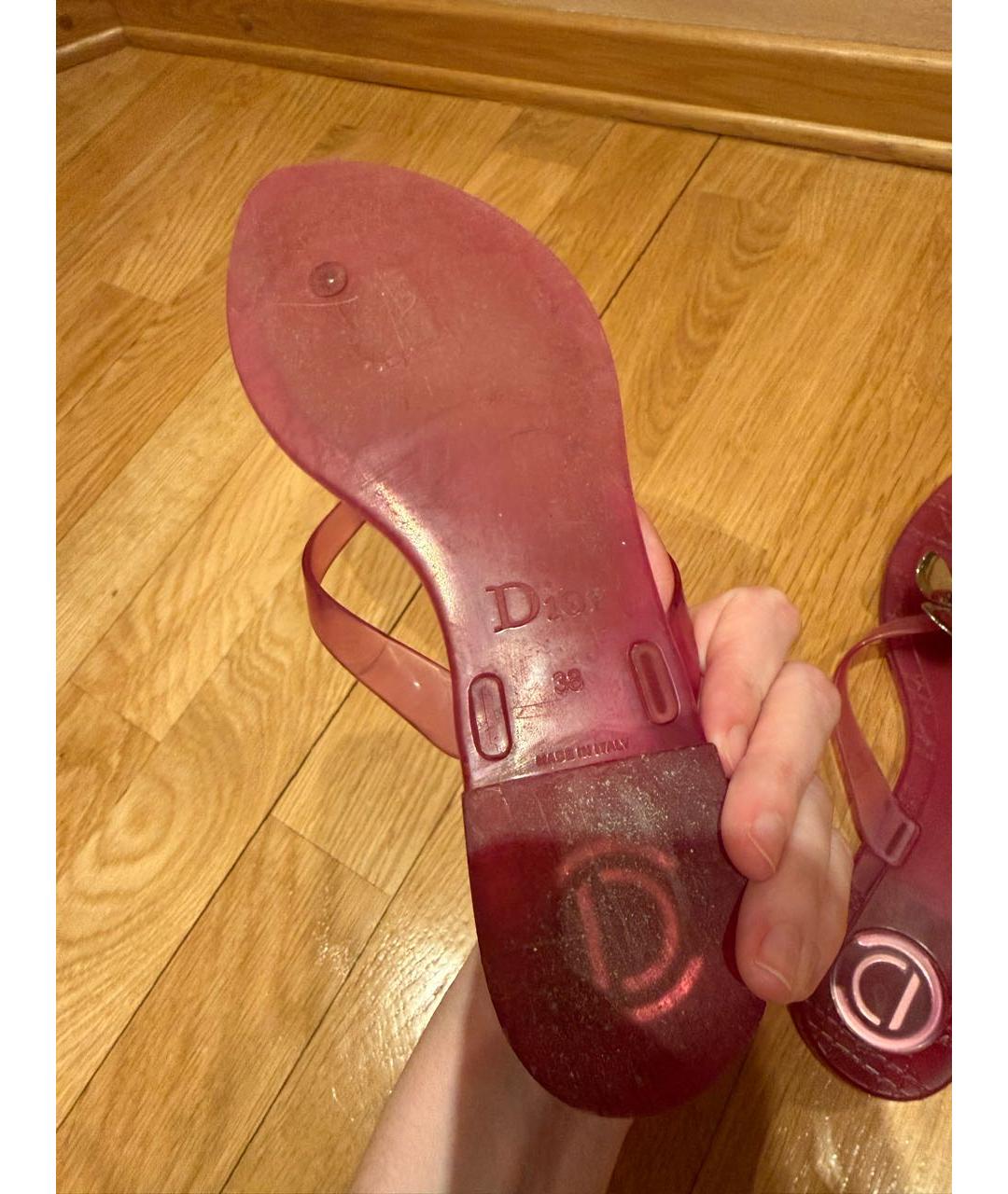 CHRISTIAN DIOR Розовые резиновые шлепанцы, фото 5