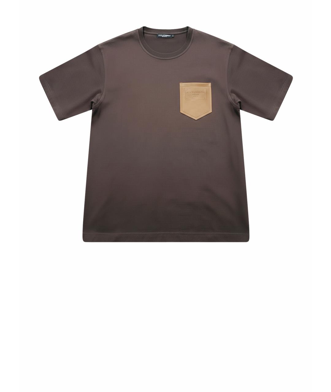 DOLCE&GABBANA Коричневая хлопковая футболка, фото 1