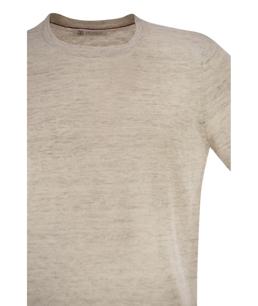 BRUNELLO CUCINELLI Бежевая футболка, фото 4