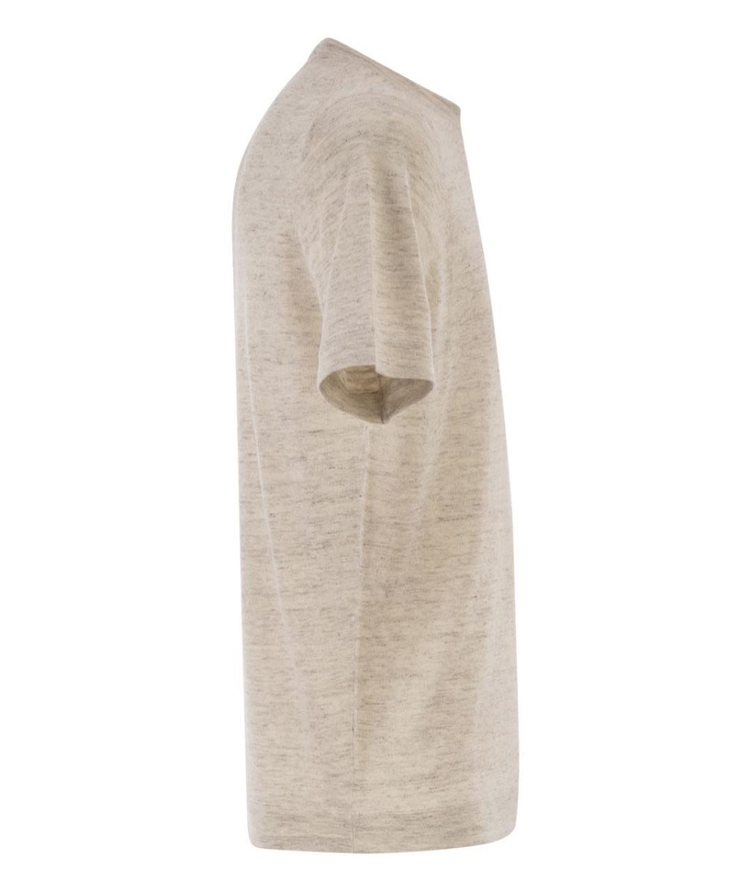 BRUNELLO CUCINELLI Бежевая футболка, фото 3