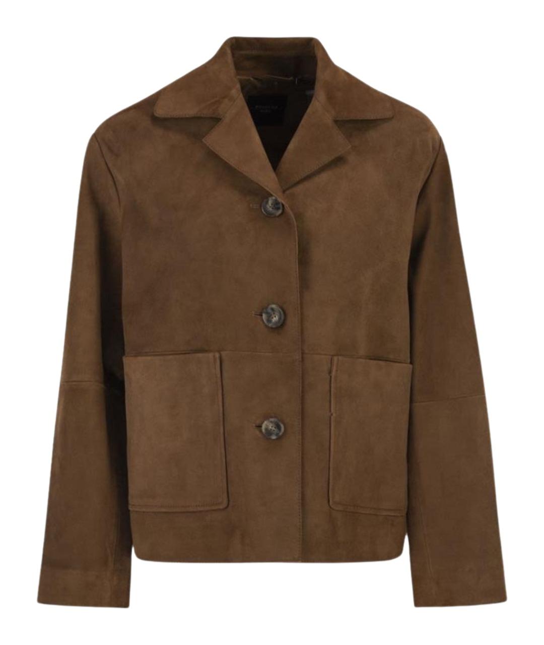 WEEKEND MAX MARA Коричневая замшевая куртка, фото 1